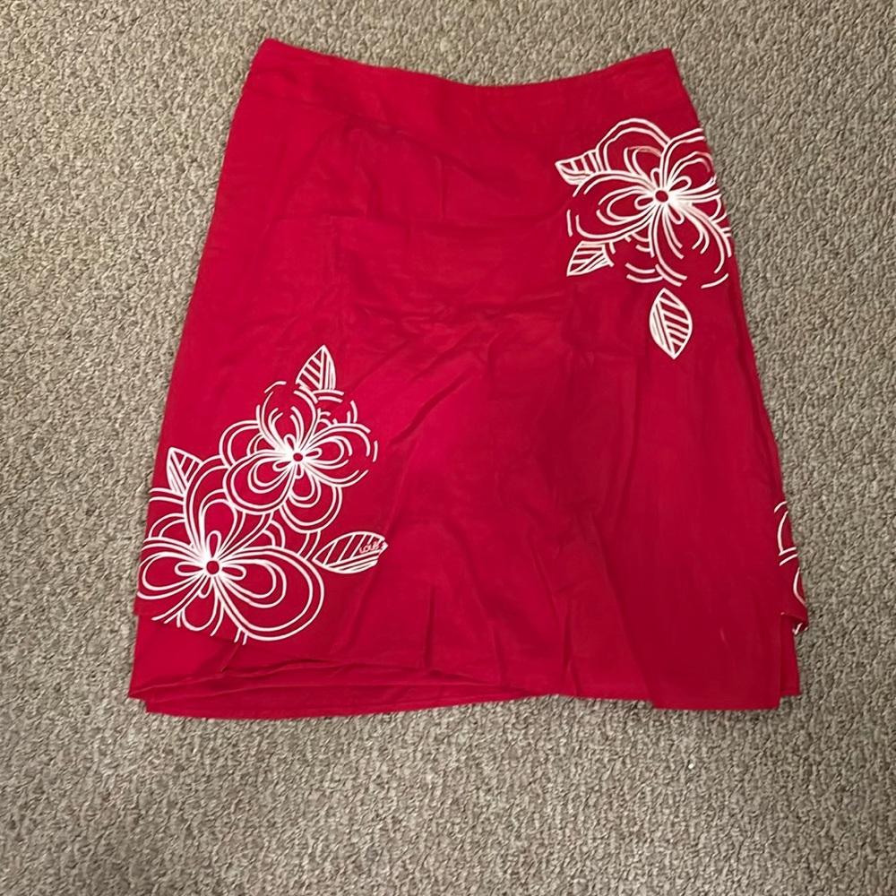 Lole Red Skirt with Floral Size 12